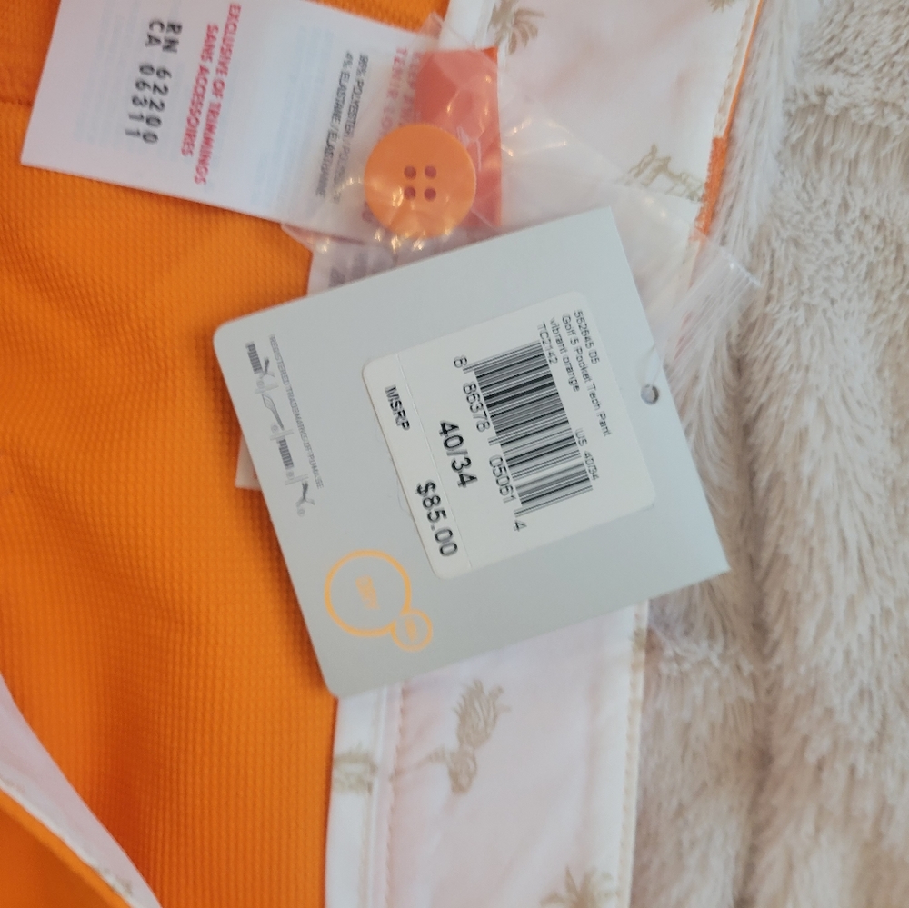 Puma Tech Dry Cell Golf pants 40W 34L Vibrant Orange NWT $85 - Picture 3 of 6
